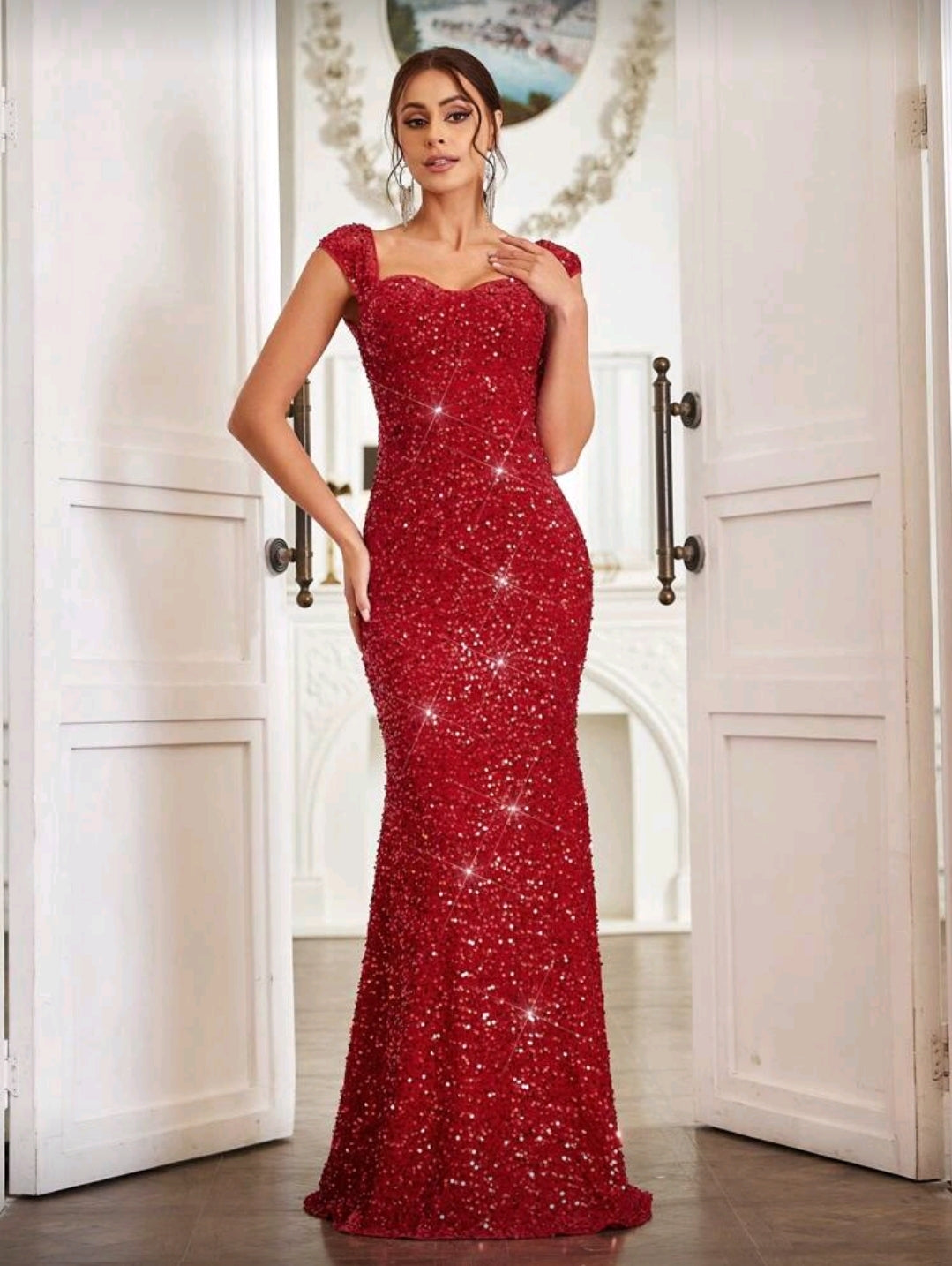 Vestido rojo de cola de sirena