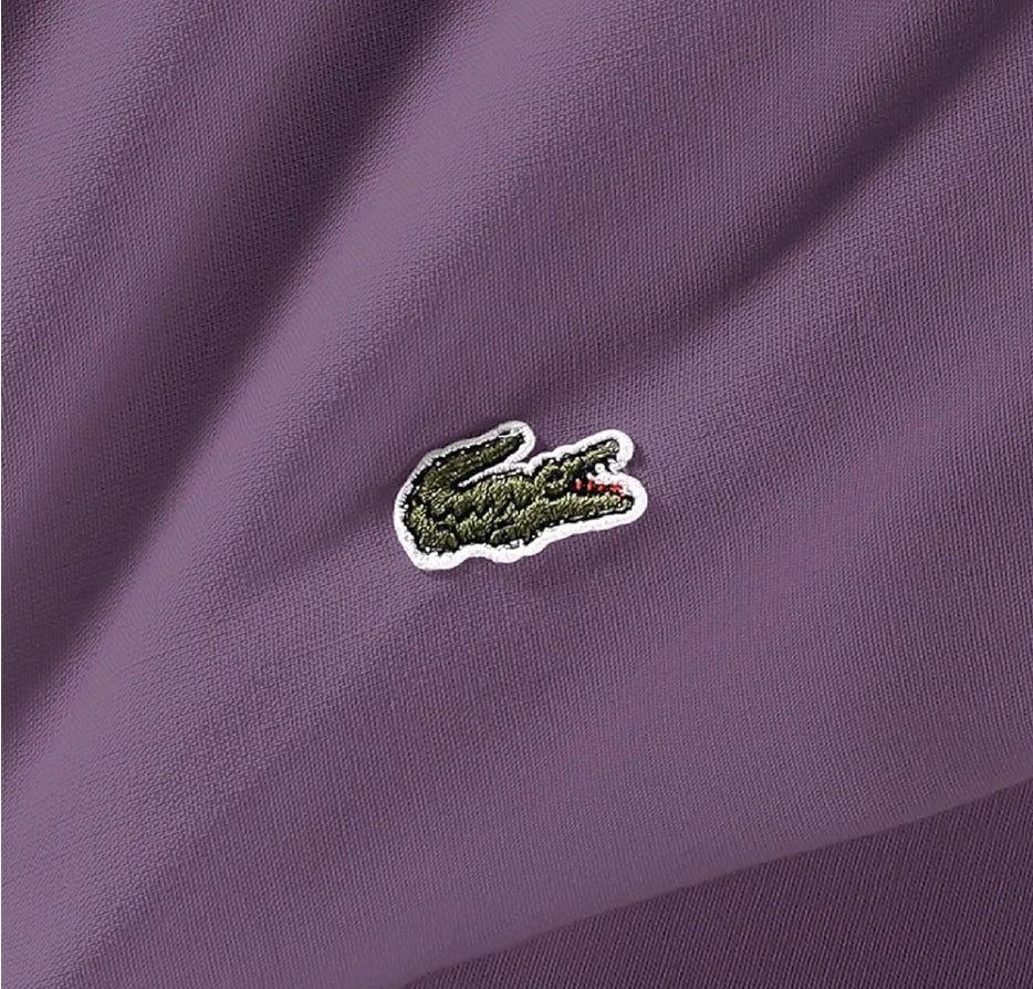 Lacoste 100% Cotton Percale Solid Sheet Set Plum, Morado, 4 Piezas, Queen