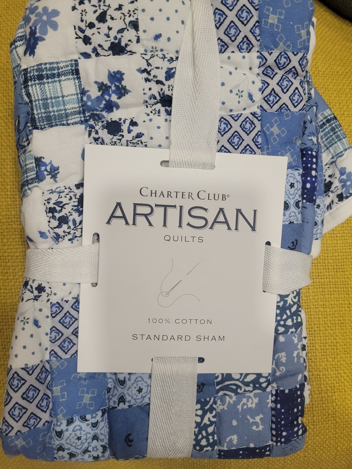 Charter Club Trip Around the World Artisan Cotton Sham, 1 cobertor de cojín azul