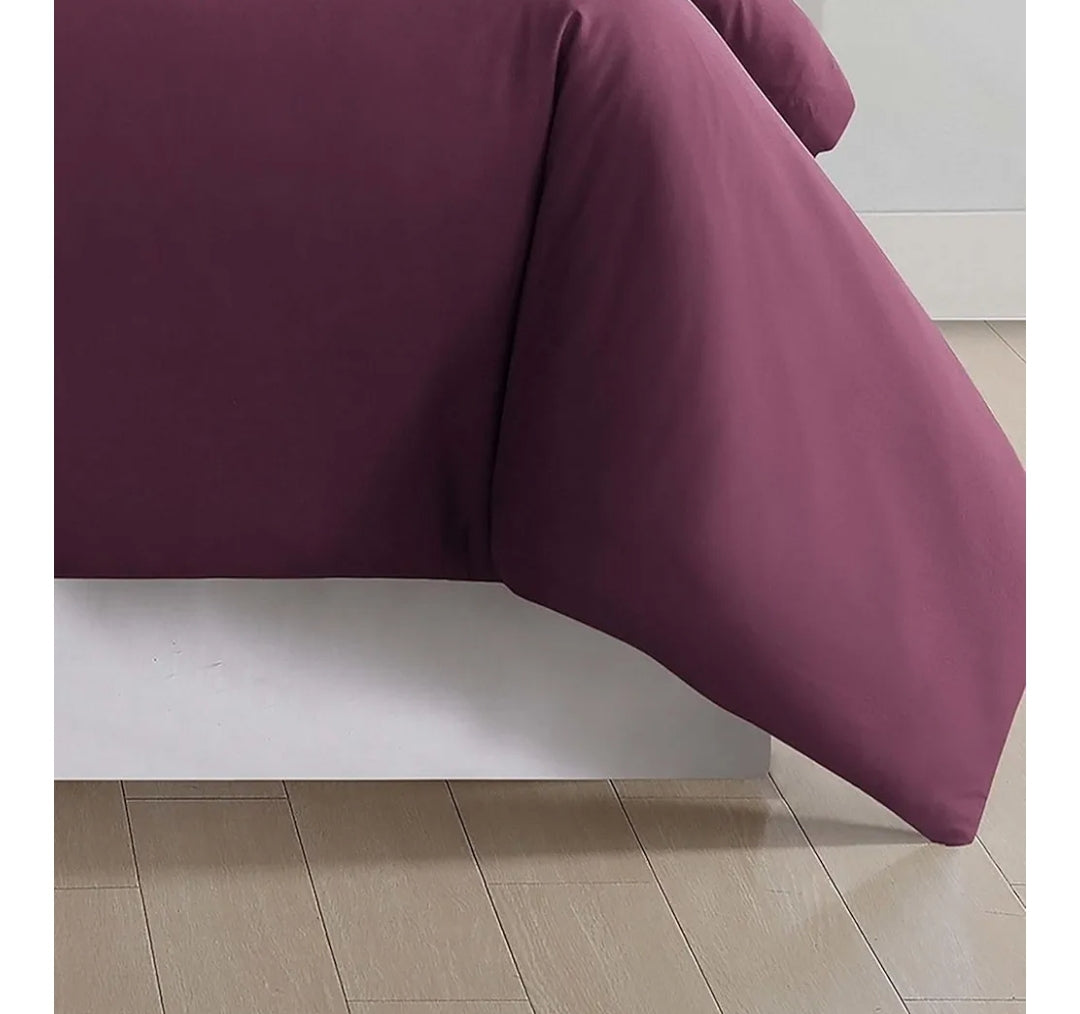 TRULY SOFT Everyday Duvet Set Burgundy Polyester 3 Piezas, Full/Queen Duvet Set, morado