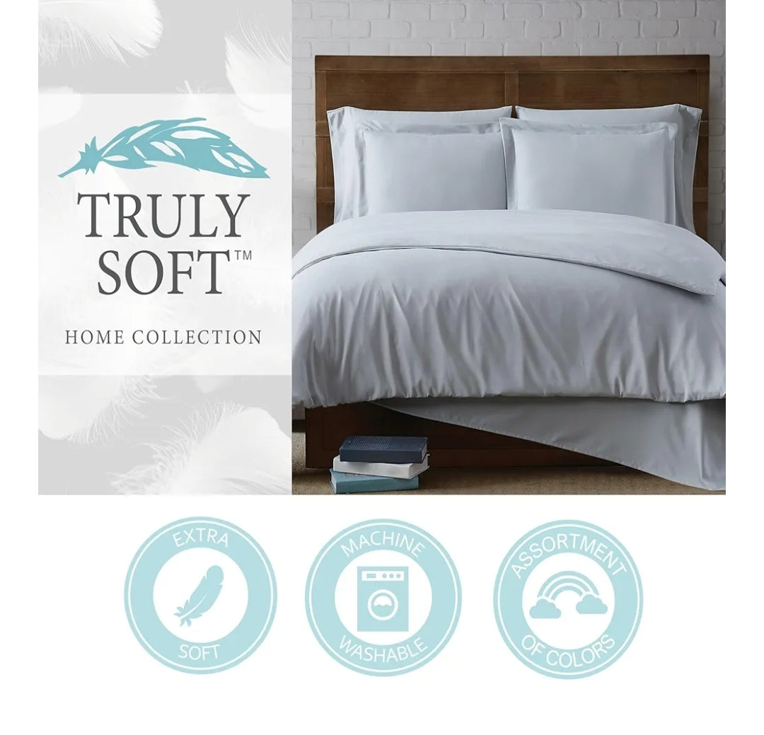 TRULY SOFT Everyday Duvet Set Burgundy Polyester 3 Piezas, Full/Queen Duvet Set, morado