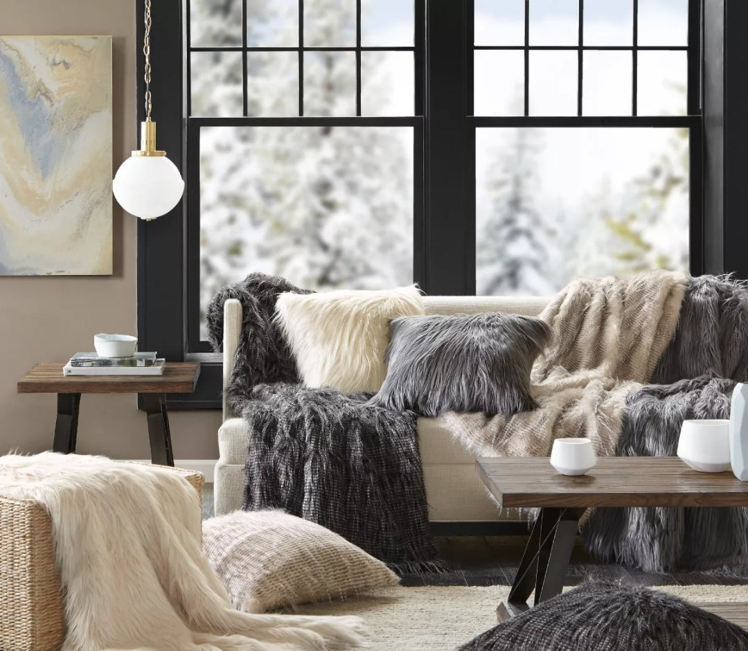 Madison Park 50"x60" Adelaide Faux Fur Throw Blanket - 1 colcha, estándar