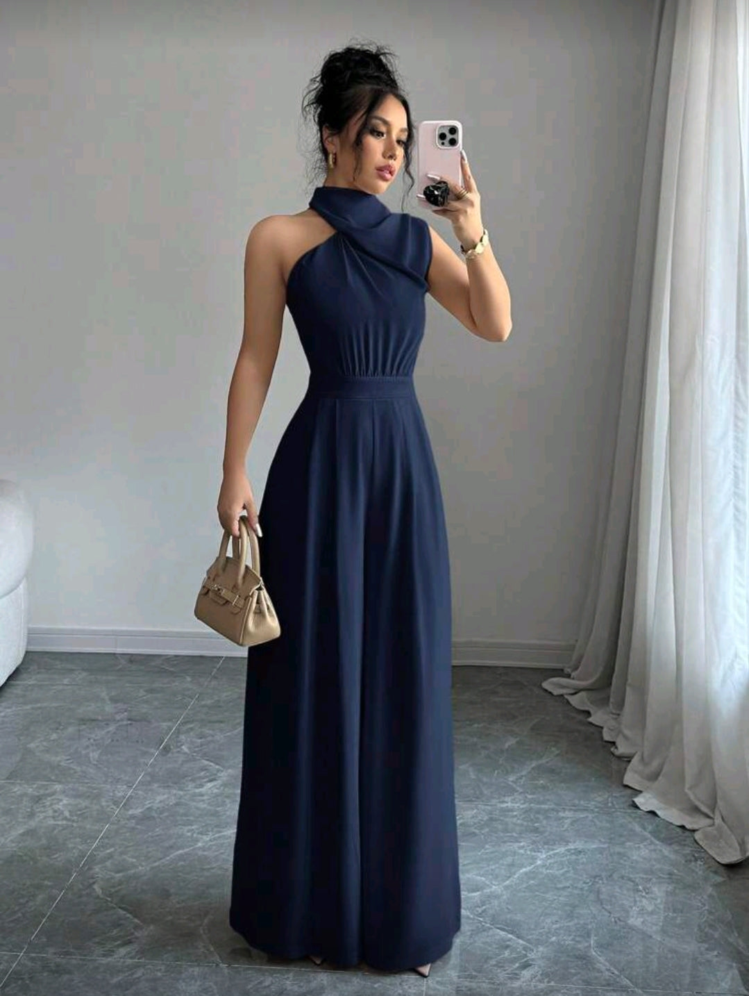 Jumpsuit Azul de Pierna Ancha