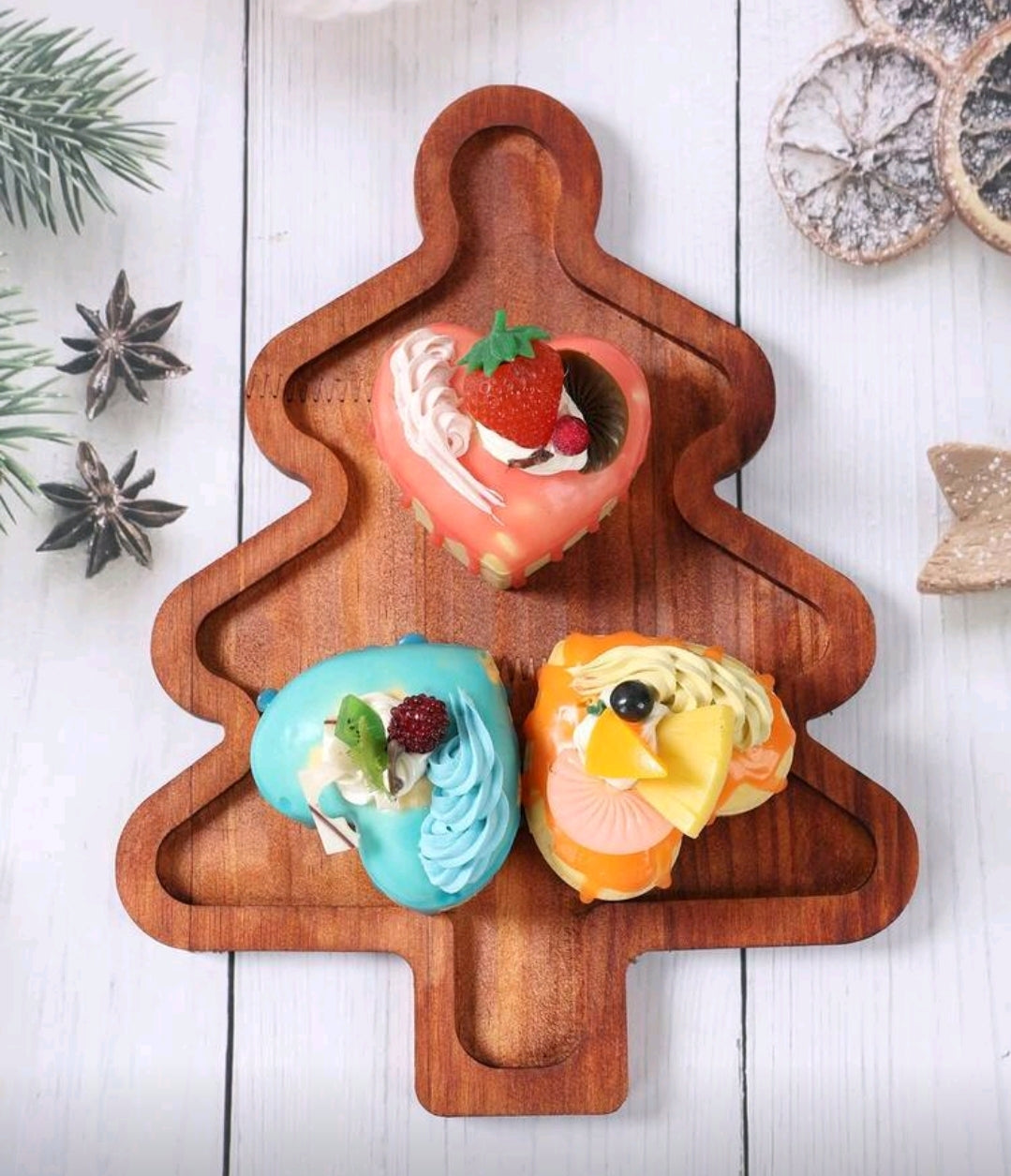 Bandeja de Madera de Árbol Navideño