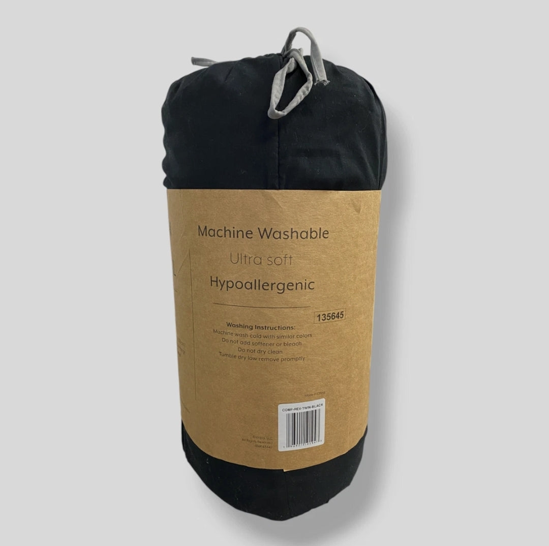 Ienjoy Home Black Fog Microfiber Down Alternative Comforter Set 2 Piezas, Negro, Twin
