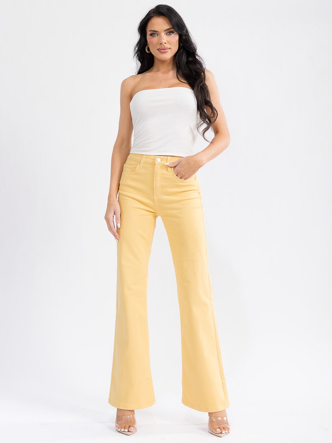 Pantalon Jean Amarillo Acampanado