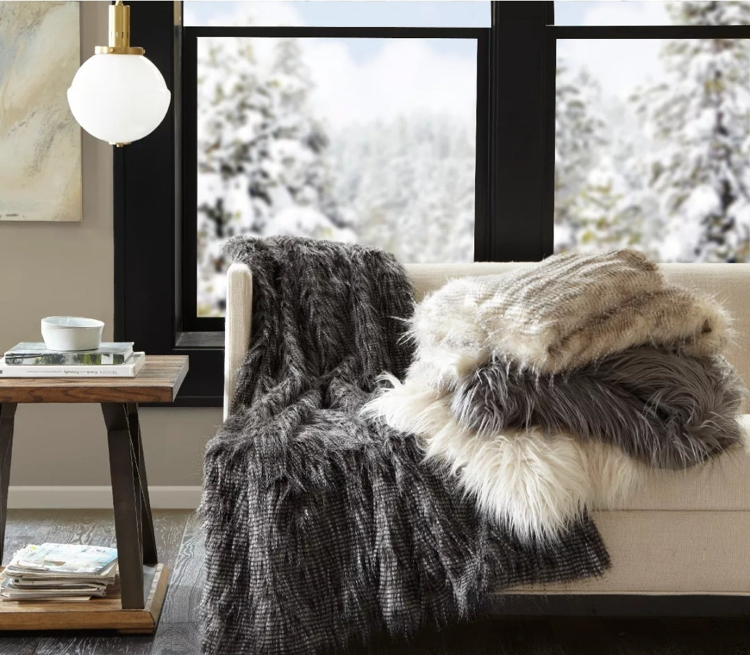 Madison Park 50"x60" Adelaide Faux Fur Throw Blanket - 1 colcha, estándar