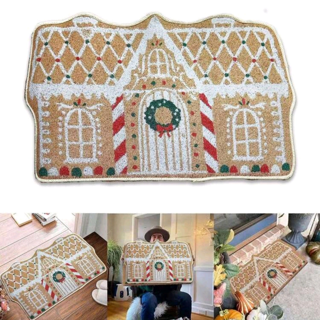 Alfombra Navideña de Casa de Galleta de Jenjibre