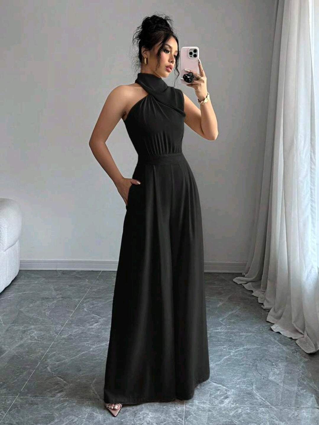 Jumpsuit Negro de pierna ancha