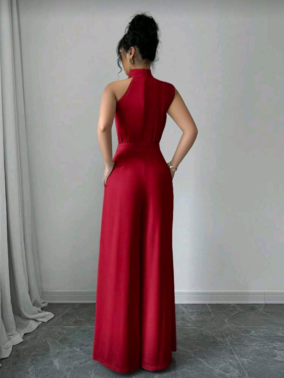 Jumpsuit Rojo de Pierna Ancha