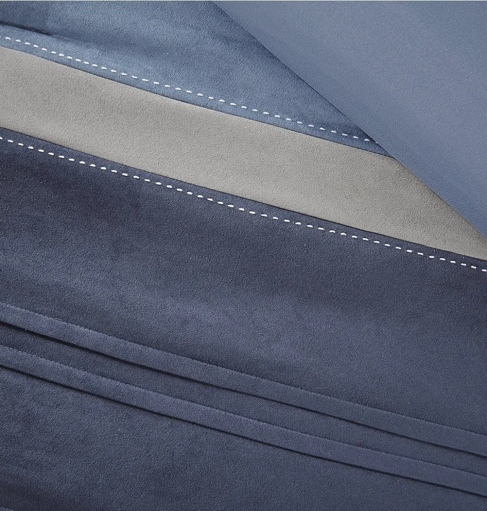 Madison Park Collins 7 Piece Comforter Set Suede Blue Grey King, Azul
