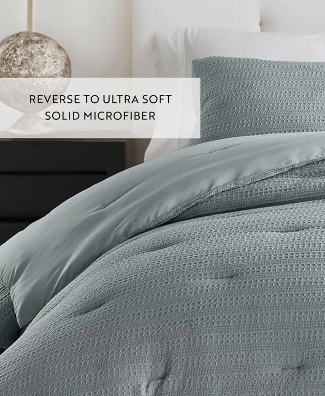 Ienjoy Home Blue Waffle Textured 3-Piece Comforter Set, Full/Queen, Azul
