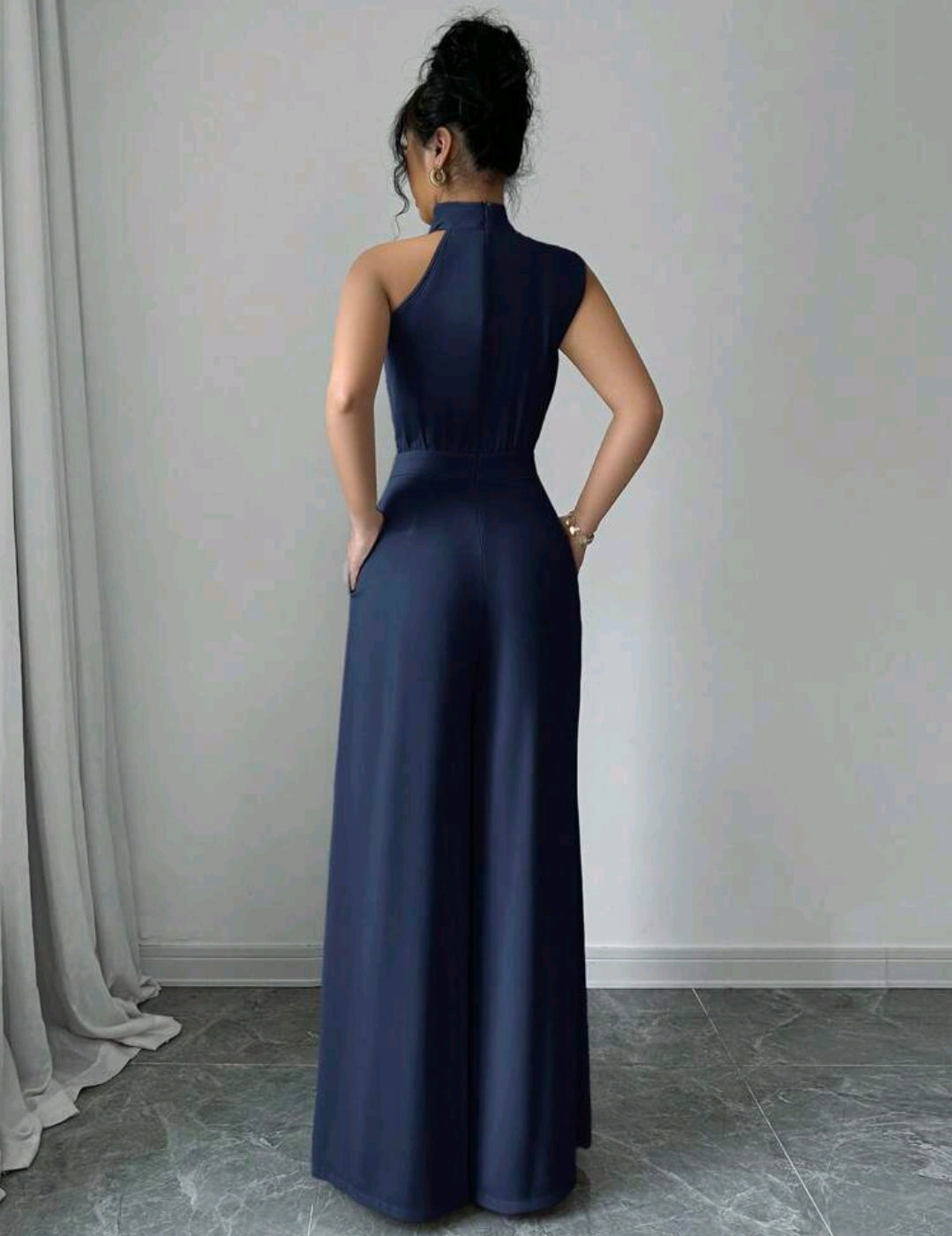 Jumpsuit Azul de Pierna Ancha