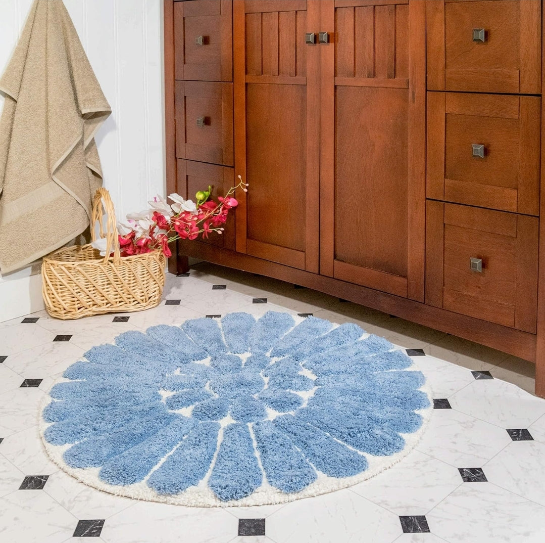 Chesapeake Bursting Flower Round Bath Rug Off White Blue 24" 30"
Bath Rug, Set de 2 Alfombras, Azul