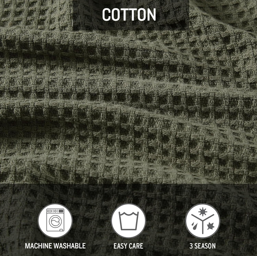 Eddie Bauer Waffle Weave Blanket Green Soft, Medium Weight, Softens Every Wash, Bedding, Bedroom Decor, 1 Colcha Verde, Queen