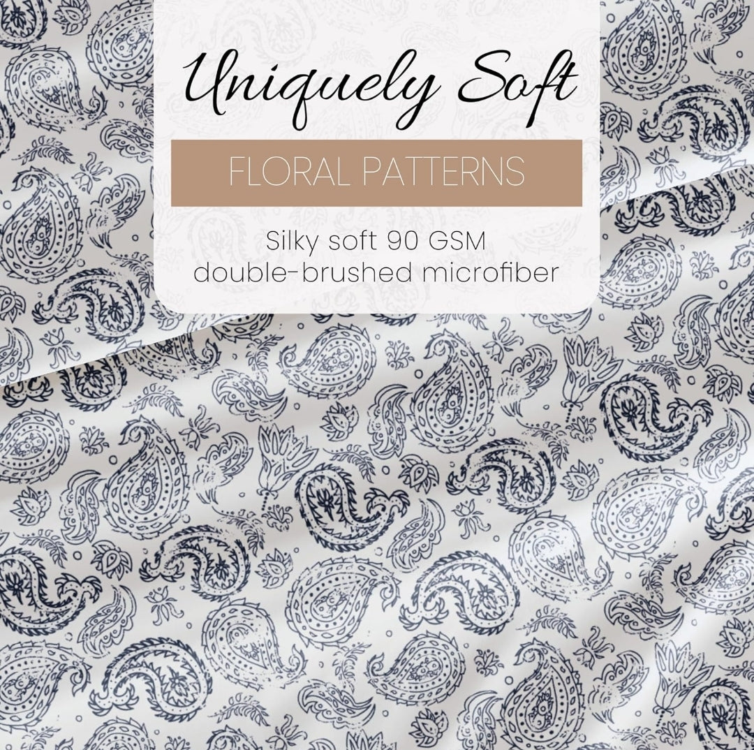 Linen Market 4 Piece King Sheet Set - Breathable, Double-Brushed Patterned Cooling Sheets – Coarse Paisley Navy, Juego de 4 Piezas, Blanco con Diseño Azul, King