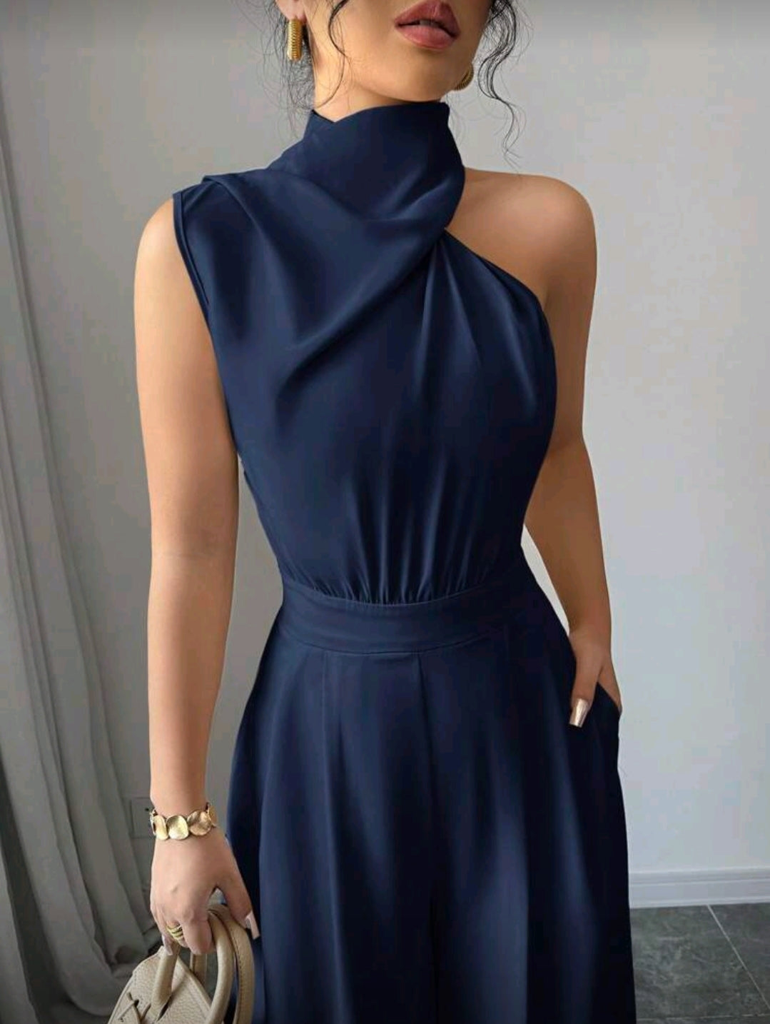 Jumpsuit Azul de Pierna Ancha