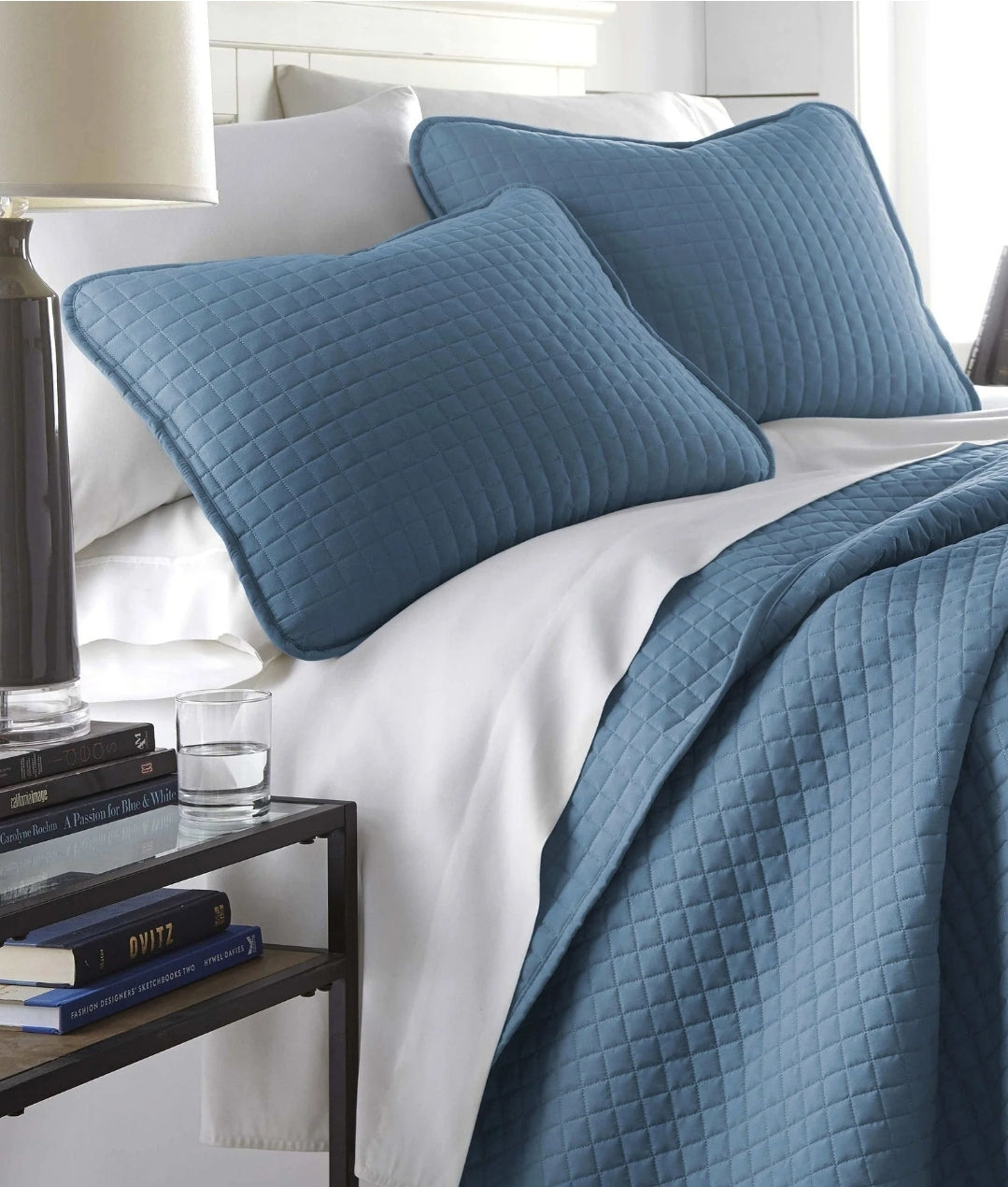 Southshore Fine Living, Inc. Twin Quilt Bedding Set Soft Microfiber, 2 piezas,Azul, Twin