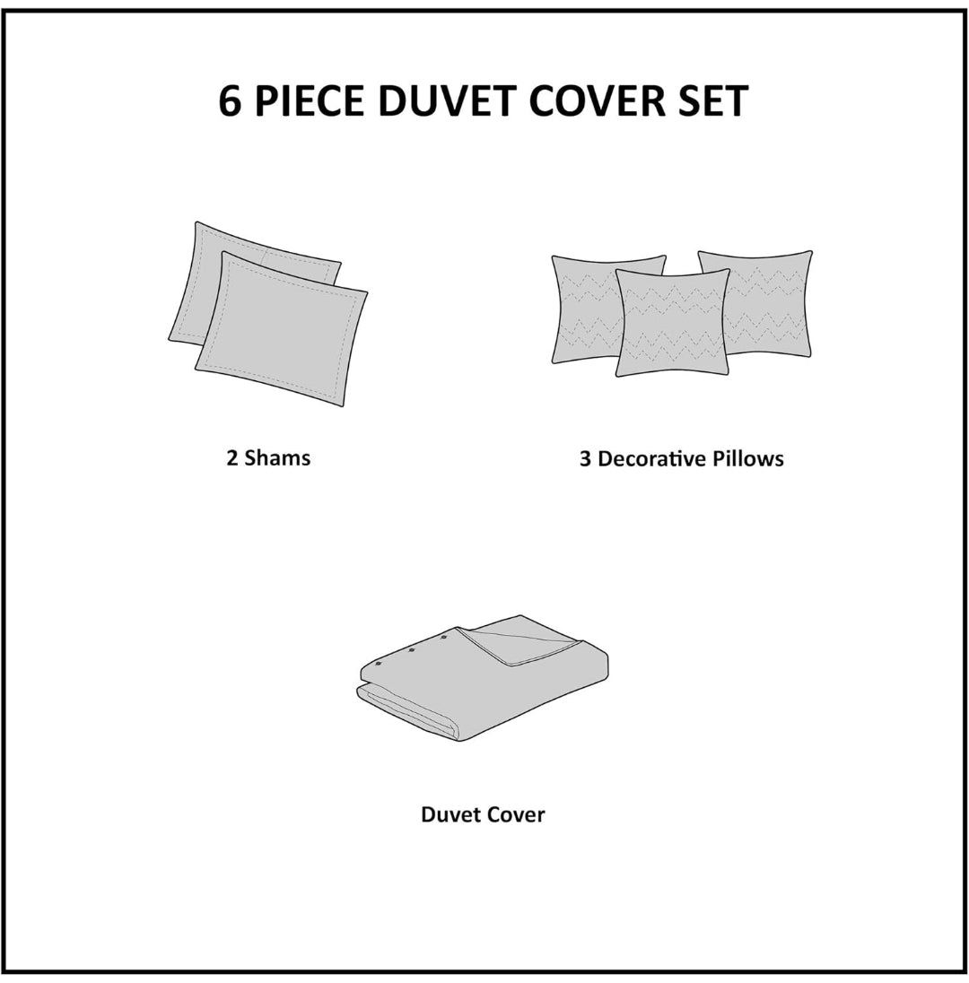 Madison Park Vienna Cotton Poly Blend Duvet Cover Set - 6 piezas, King, Azul