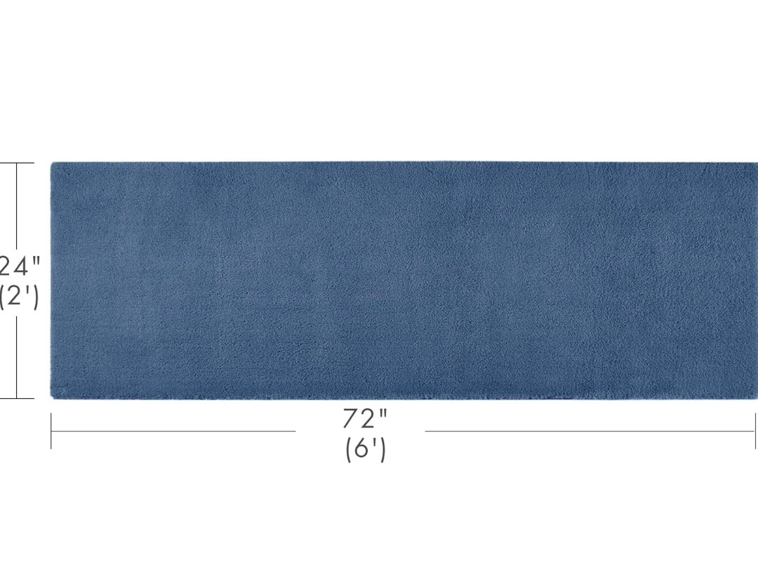 Madison Park Signature Marshmallow Bathroom Rug Non Slip, Luxrurious Plush Bath Mat, Absorbent, Quick Dry, Spa Design Bath Room Décor, 24x72, 1 Alfombra de Baño Azul