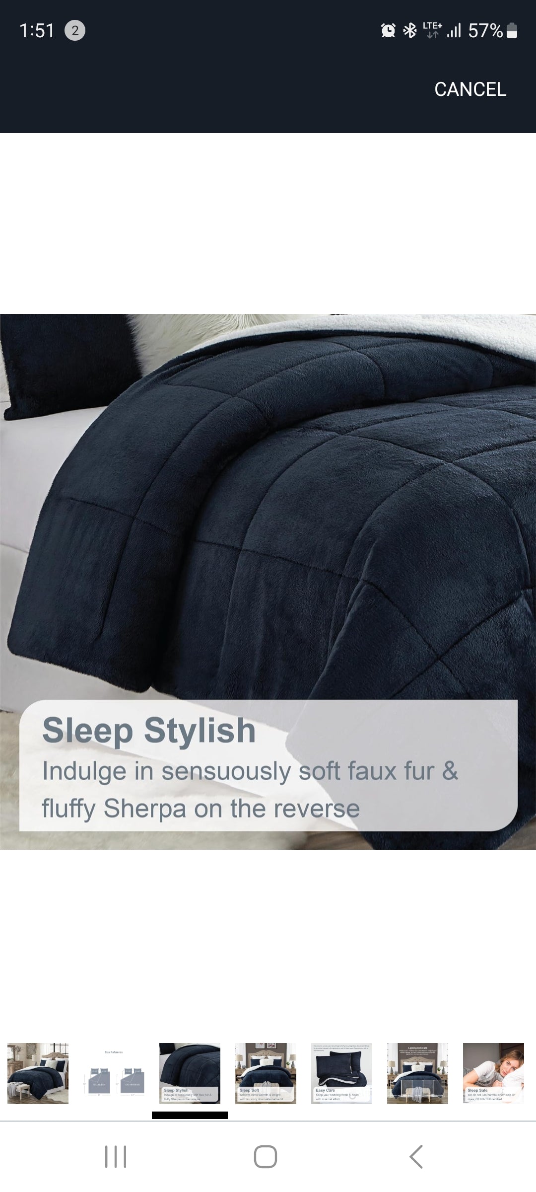 Swift Home Premium Ultra-Soft Faux Fur Sherpa Reversible Comforter and Sham Set - 3 Piezas, Azul, Queen