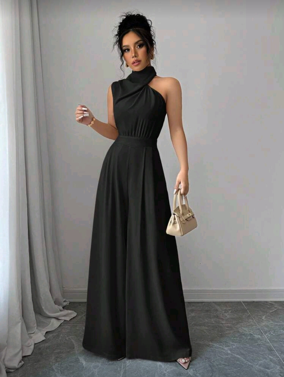 Jumpsuit Negro de pierna ancha