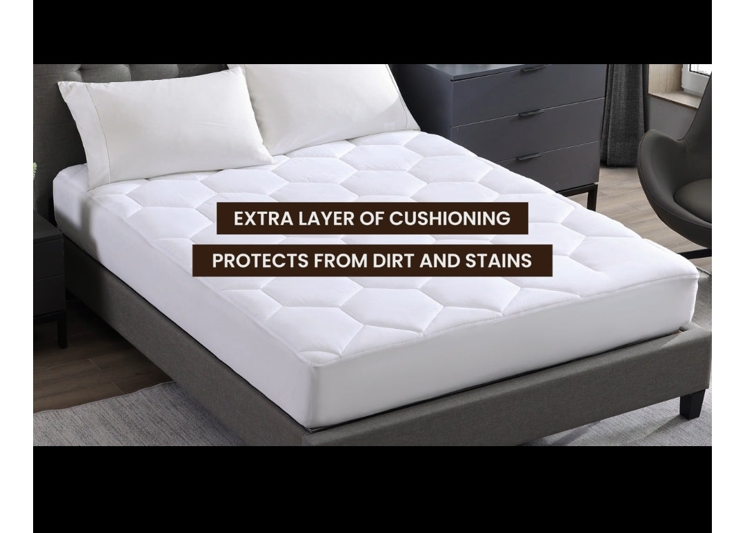 Royal Luxe
Classic Quilted Down Alternative Mattress Pads, Protector de colchón con acolchonamiento extra, Blanco, Full 54" x 75" + 12"