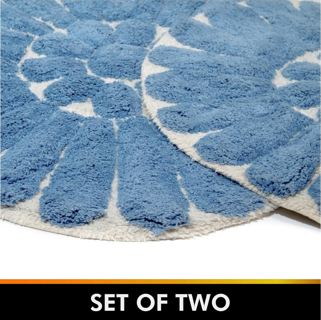 Chesapeake Bursting Flower Round Bath Rug Off White Blue 24" 30"
Bath Rug, Set de 2 Alfombras, Azul