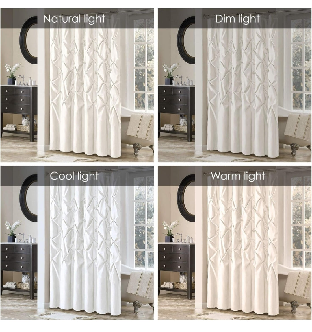 Madison Park Laurel White Shower Curtain, Solid Transitional Shower Curtains for Bathroom, 72 X 72, 1 cortina de baño, Blanco