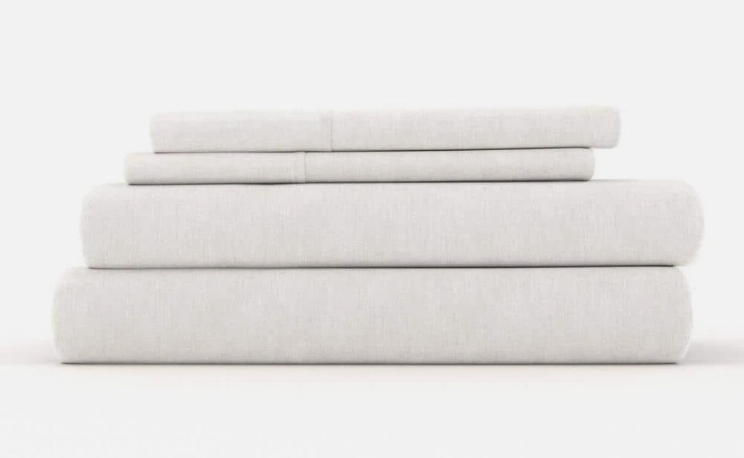 Linen Bamboo Blend Deep Pocket Bed Set, Beige, 4 Piezas, Queen