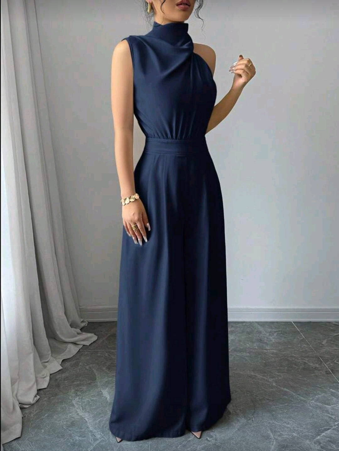 Jumpsuit Azul de Pierna Ancha