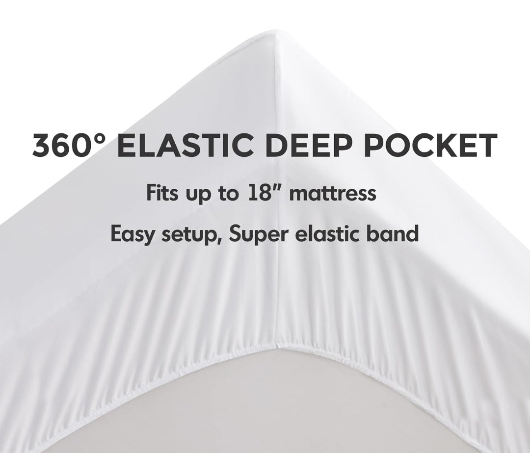 Madison Park Waterproof Mattress Protector, Cloud Soft Plush Mattress Cover, Overfilled Mattress Pad, Fitted Pocket Fits Up to 18 Inch, Machine Washable Bed Cover, Protector de Colchón Blanco, Twin