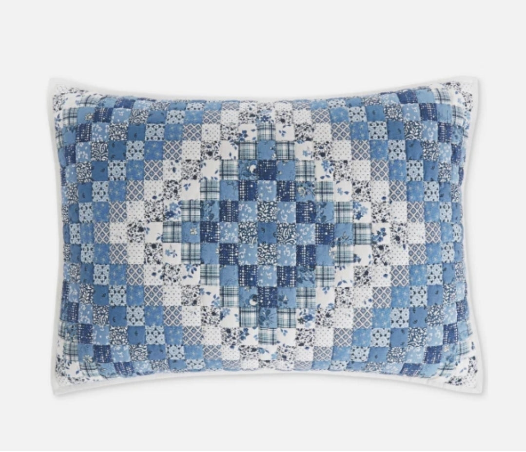 Charter Club Trip Around the World Artisan Cotton Sham, 1 cobertor de cojín azul