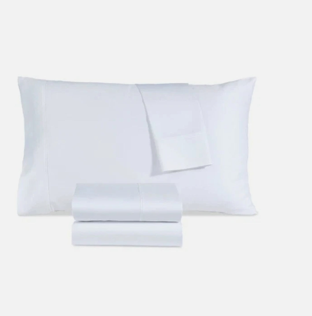 FAIRFIELD SQUARE 800-Thread Count Bedding Sheet Set, 4 Piezas, Blanco, King