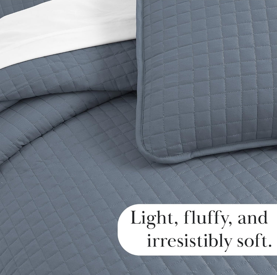 Southshore- Fine Linens, Inc. Oversized Quilt Set Soft Microfiber, 3 Piezas, Gris Oscuro, Queen