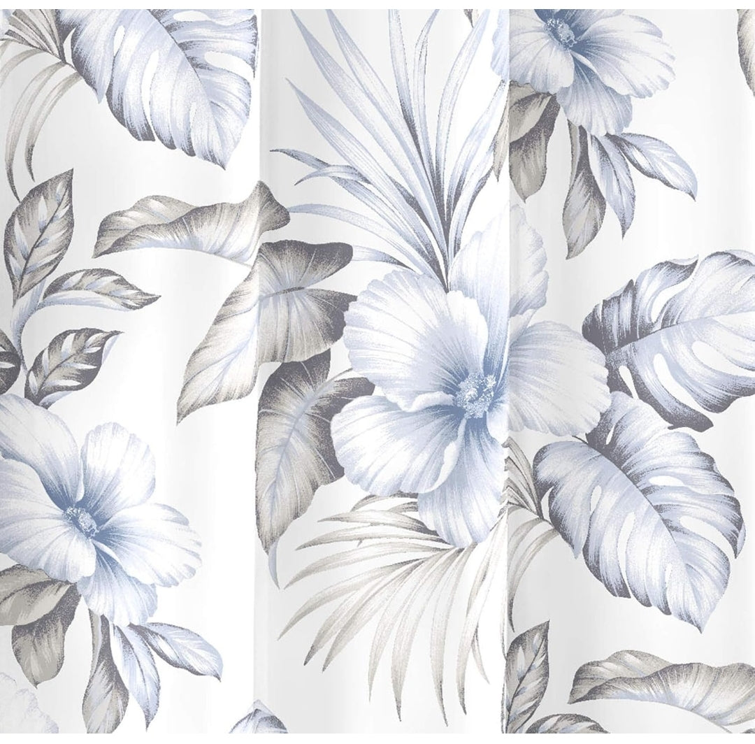 Tommy Bahama - Fabric Shower Curtain, Tropical Lightweight Style, Hook Holes Top (Casablanca Garden Grey, 72" x 72")
