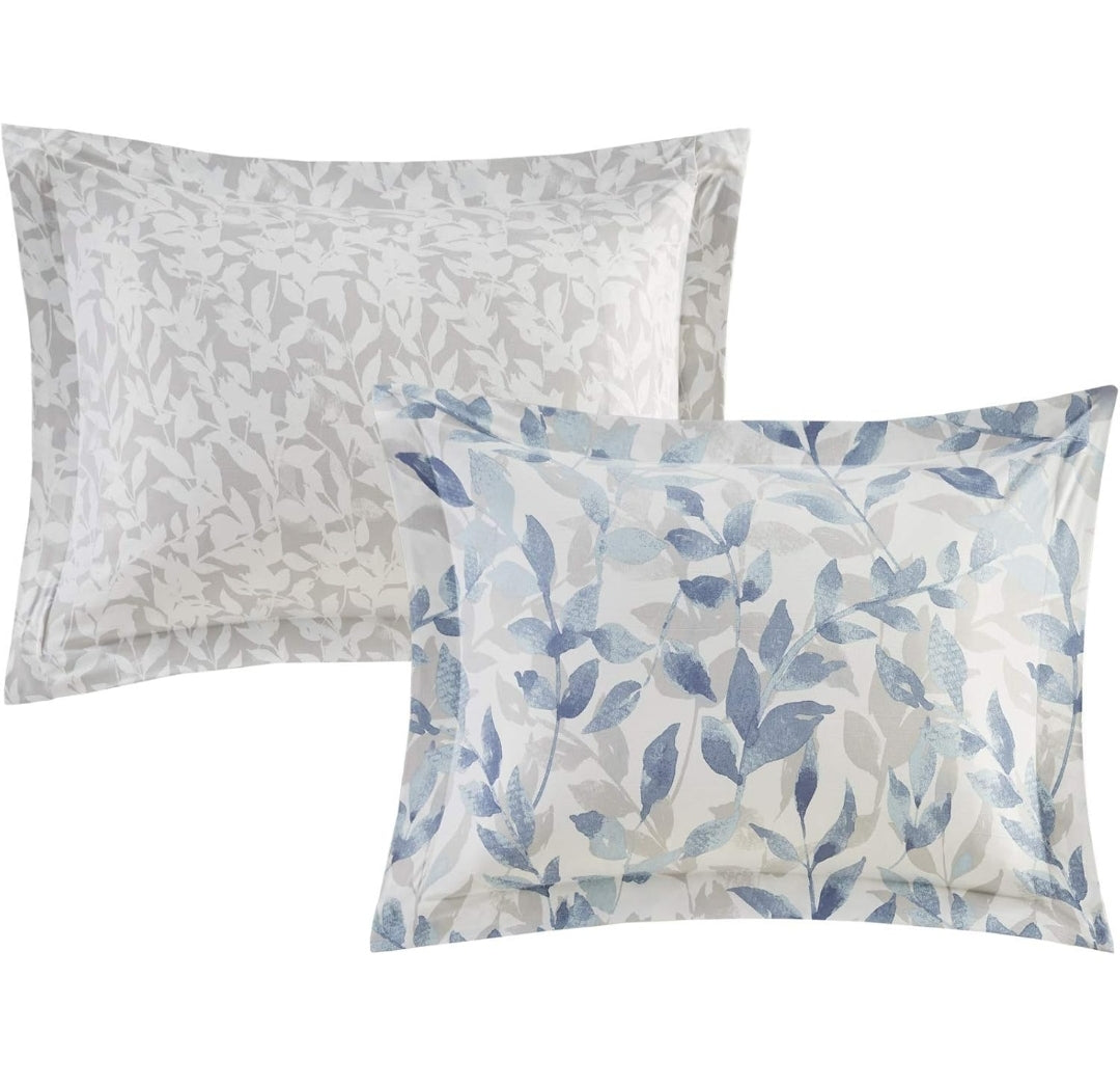 Madison Park Essentials Reversible Comforter Modern Botanical Print 104"x92", Azul, 8 Piezas, King