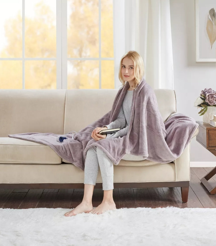 Beautyrest Plush Electric 1 Heated Throw Blanket, Lavanda