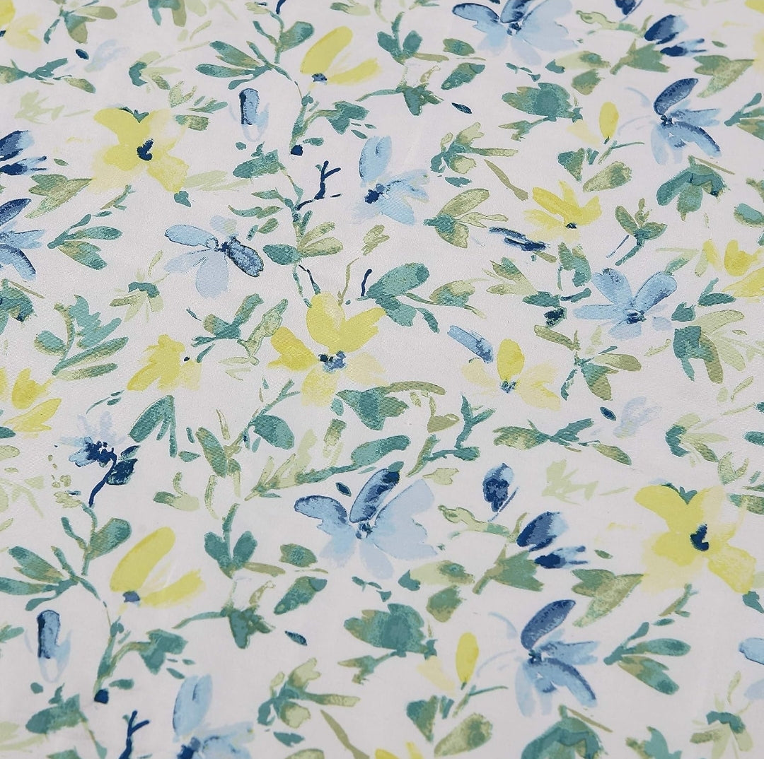 Laura Ashley Home - Shower Curtain, Stylish Cotton Bathroom Decor, Elegant Floral Home Decor (Nora Blue, 72" x 72"), 1 Cortina de Baño