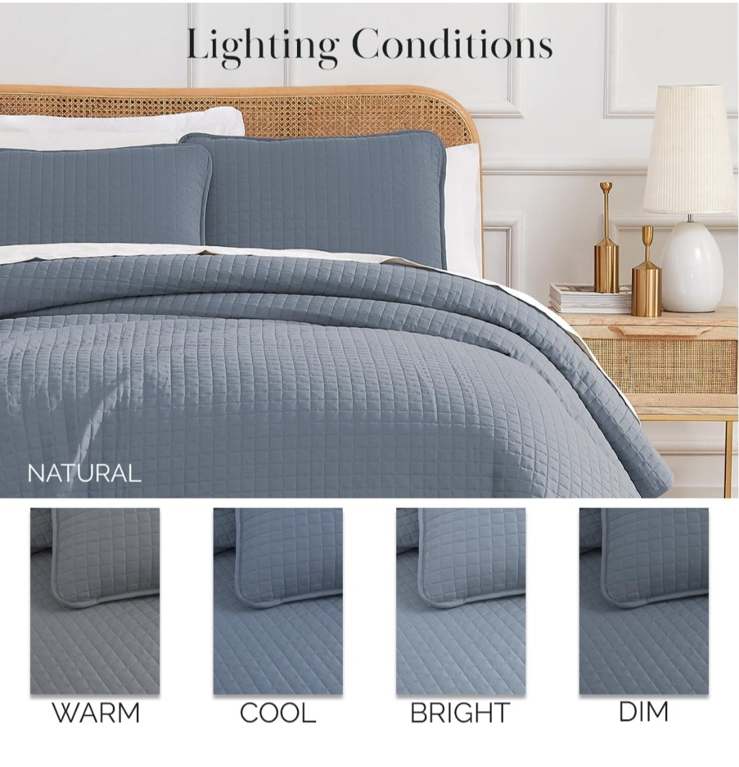 Southshore Fine Living, Inc. Oversized Quilt Set Soft Microfiber, 2 Piezas, Gris Oscuro, Twin
