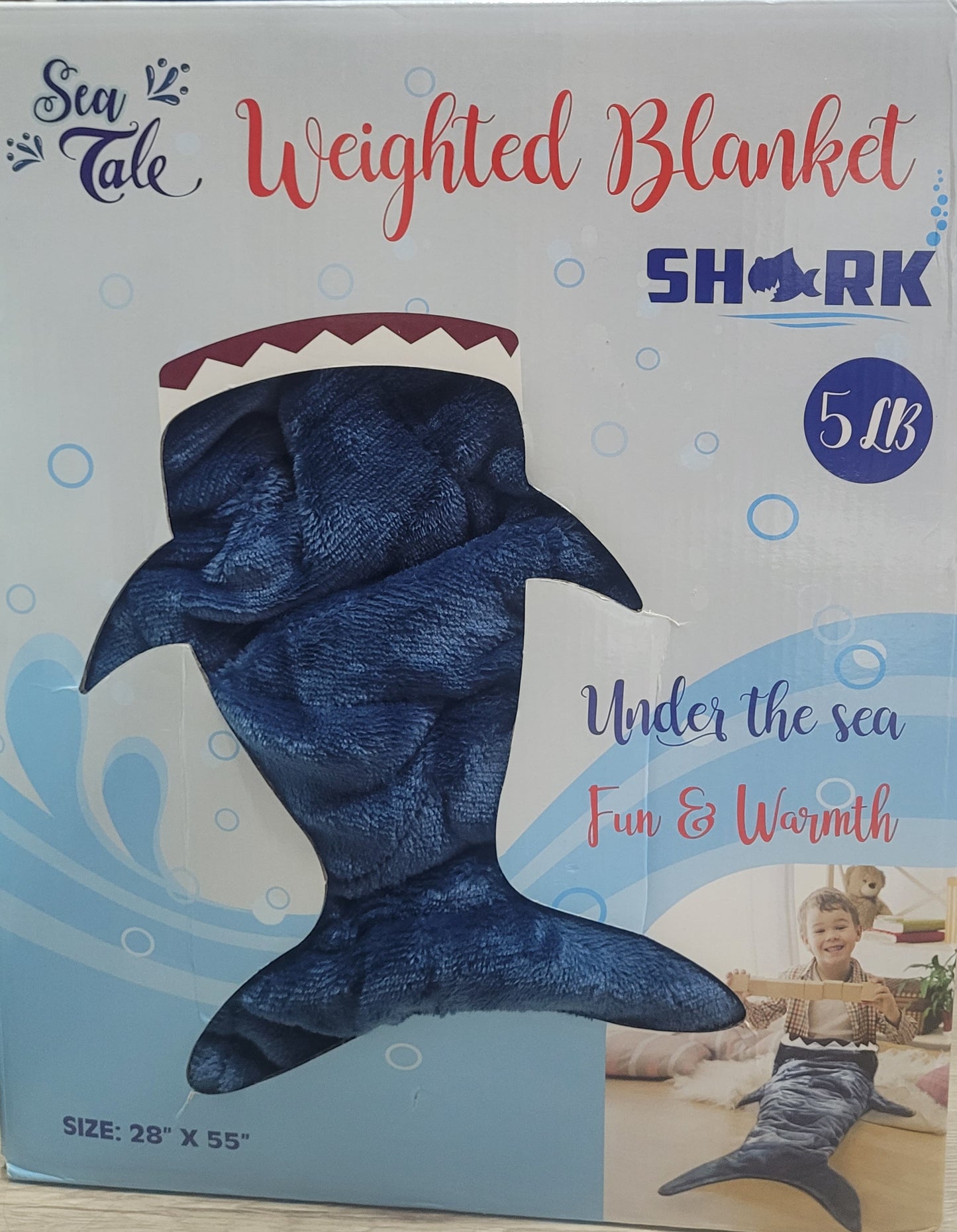 Ideal para niños con ansiedad - Sea Tale- Shark Weighted Blanket 5lbs, 28"x55". 1 cobija pesada de tiburón azul