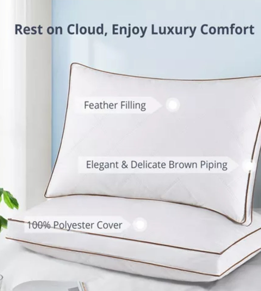 Peace Nest Goose Feather Down Pillow White Quilted Cotton Cover, 1 Almohada