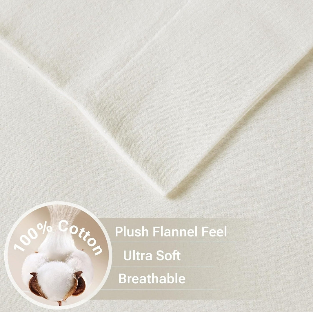 True North by Sleep Philosophy 100% Cotton Sheet Twin Ivory Solid 3 Piezas, Blanco, Twin