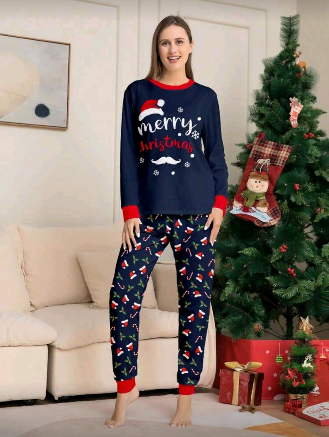 Set de Pijama azul con diseño "Merry Christmas"