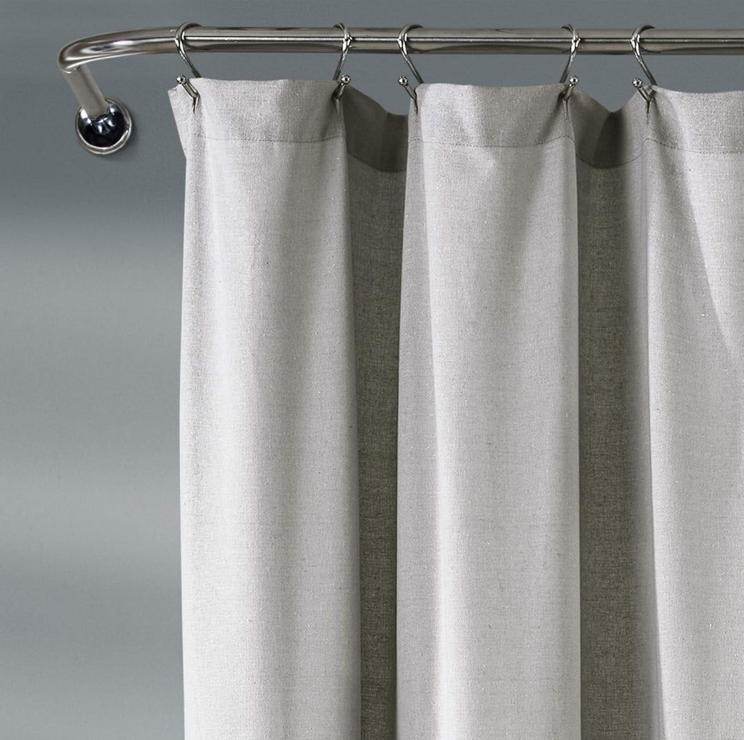 Lush Decor Linen Button Shower Curtain, 72" W x 72" L, Gray & Off White - Gray Shower Curtain Fabric - 1 cortina de baño, Blanco/Gris