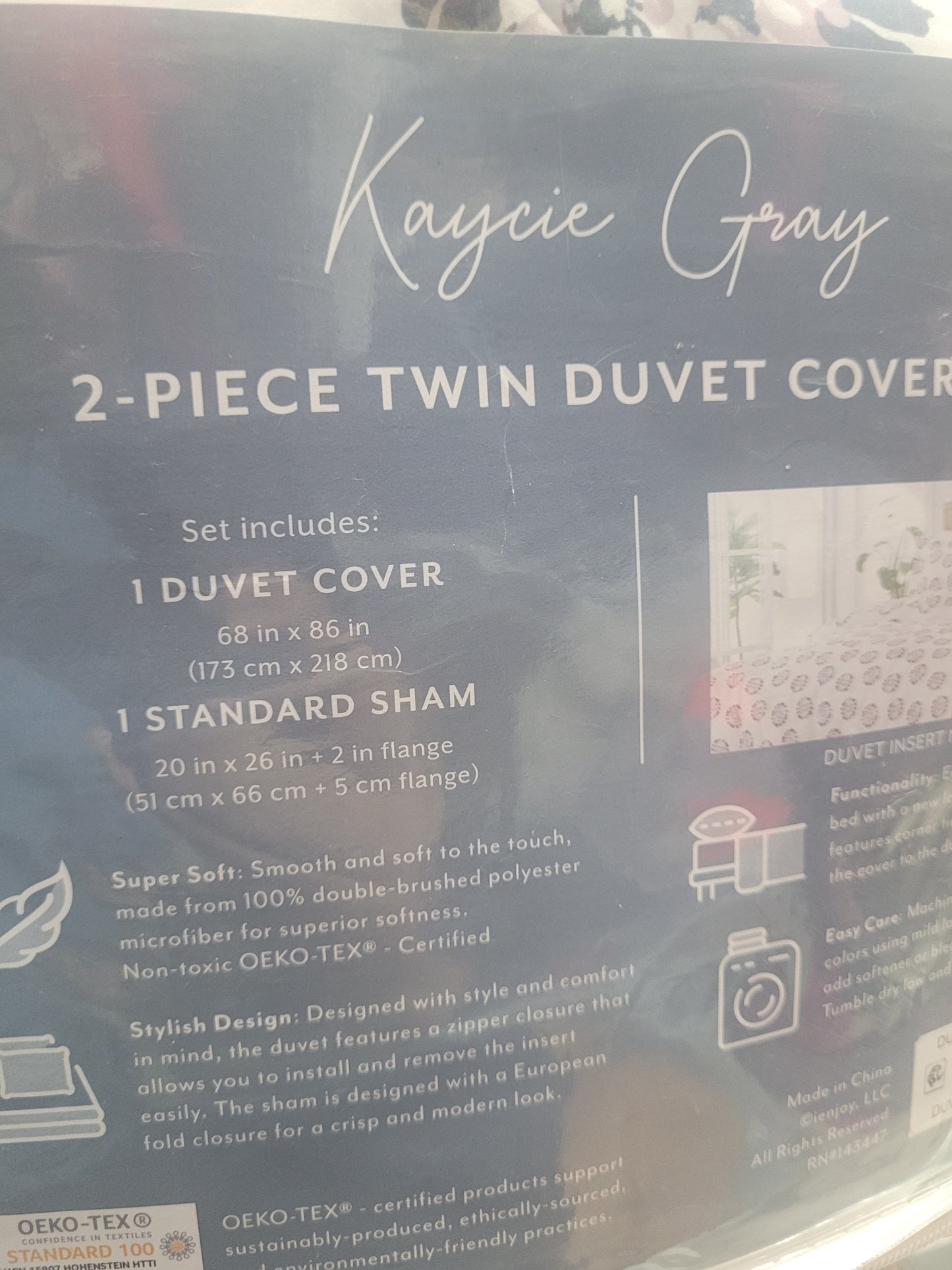 Kaycie Gray NAVY IRIS Star Tie Duvet Cover Set, 2 Piezas, Twin