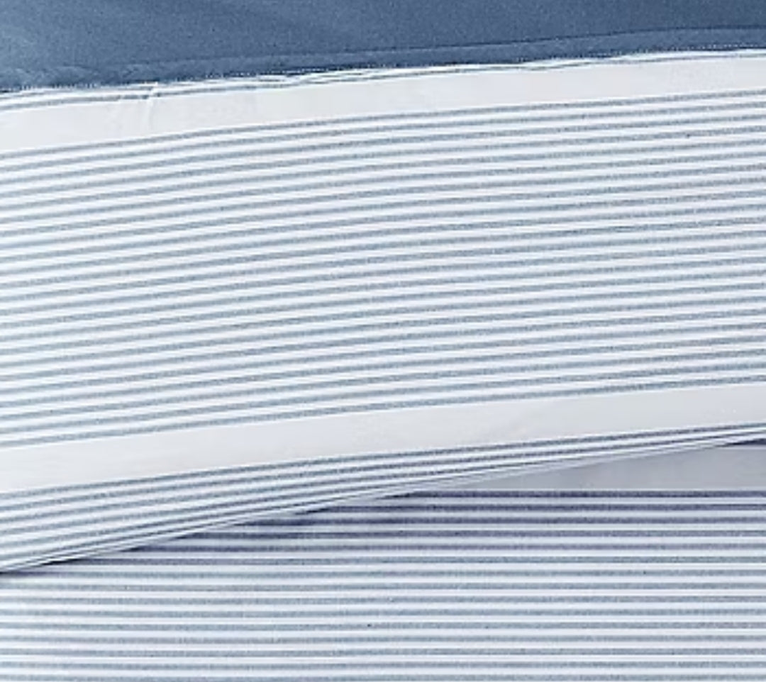 Brooklyn Loom - Niari Yarn Dye Duvet Cover Set, Azul/Blanco,3 Piezas, Queen
