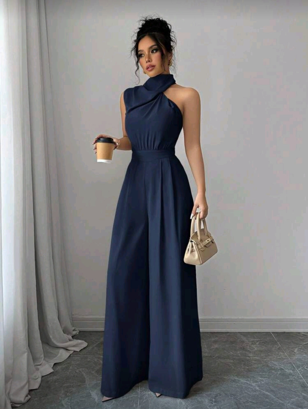 Jumpsuit Azul de Pierna Ancha
