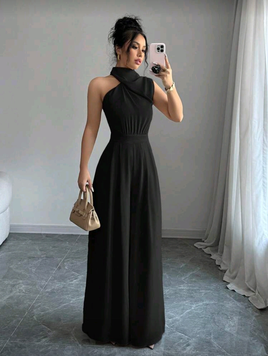 Jumpsuit Negro de pierna ancha