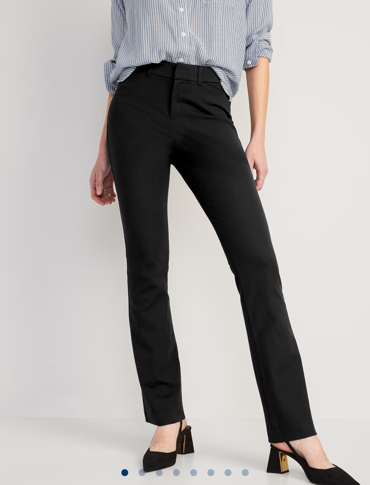 High-waisted pixie flare pants color negro OLD NAVY
